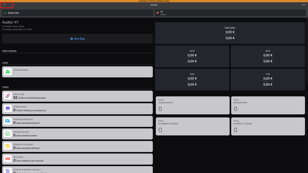 XY Stylist POS Homepage